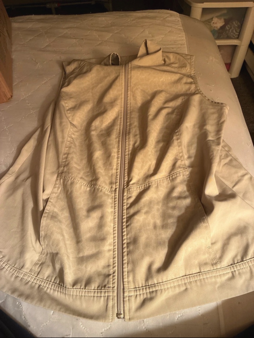 Christopher & Banks Light Beige Sleeveless Zip-Front Vest